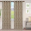 Floral Semi Sheer Curtains Set Of 2 Jacquard Medium Opacity Curtain Panels Taupe Chocolate