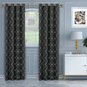 Imperial Trellis Blackout Curtains Set Of 2 Curtain Panels Charcoal