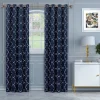 Imperial Trellis Blackout Curtains Set Of 2 Curtain Panels Navy Blue