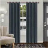Metallic Shimmer Blackout Curtains Set Deep Blue