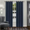 Metallic Shimmer Blackout Curtains Set Navy Blue