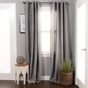 Metallic Waterfall Curtains Set Of 2 Shimmery Jacquard Semi Sheer Curtain Panels Pair Grey