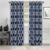 Ribbon Print Blackout Curtains Set Of 2 Curtain Panels Navy Blue