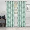 Ribbon Print Blackout Curtains Set Of 2 Curtain Panels Teal