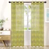 Rope Stripe Sheer Curtains With Horizontal Bands Grommet Header See Through Curtain Panels Set Lime Green