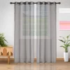 Speckled Sheer Curtains Set Modern See Through Curtain Panels Light Grey