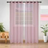Speckled Sheer Curtains Set Modern See Through Curtain Panels Pink
