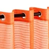 Striped Sheer Curtains Set Grommet Header See Through Curtain Panels Orange