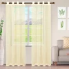 Striped Sheer Curtains Set Modern See Through Curtain Panels Ivory