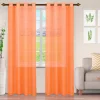 Striped Sheer Curtains Set Modern See Through Curtain Panels Orange