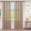 Striped Sheer Curtains Set Modern See Through Curtain Panels Taupe