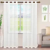 Striped Sheer Curtains Set Modern See Through Curtain Panels White