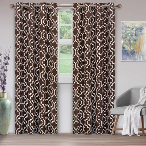 Trellis Blackout Curtains Set Chocolate Brown