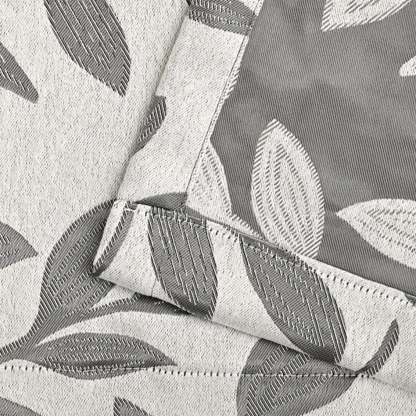 Woven Leaves Blackout Curtains Set Grey