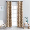 Woven Leaves Blackout Curtains Set Of 2 Curtain Panels Espresso