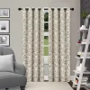 Woven Leaves Blackout Curtains Set Of 2 Curtain Panels Ivory