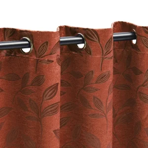 Woven Leaves Blackout Curtains Set Of 2 Panels Antique Copper