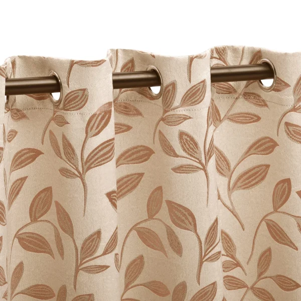 Woven Leaves Blackout Curtains Set Of 2 Panels Bronze