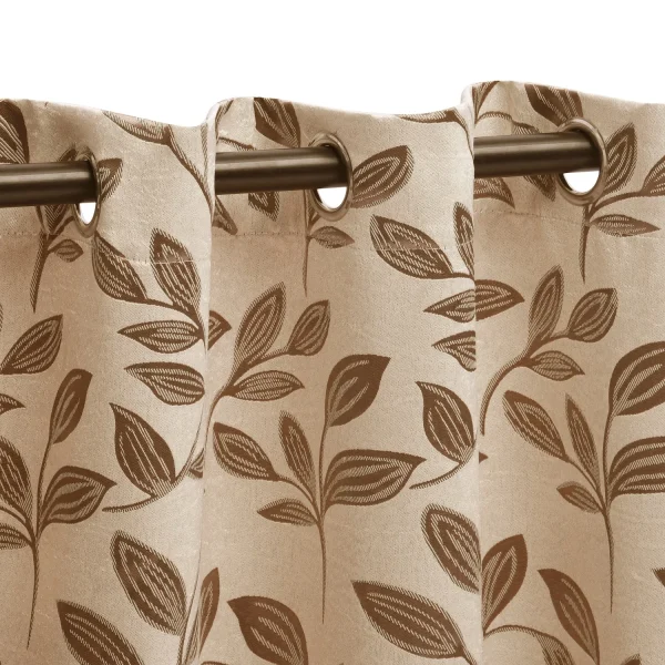 Woven Leaves Blackout Curtains Set Of 2 Panels Espresso