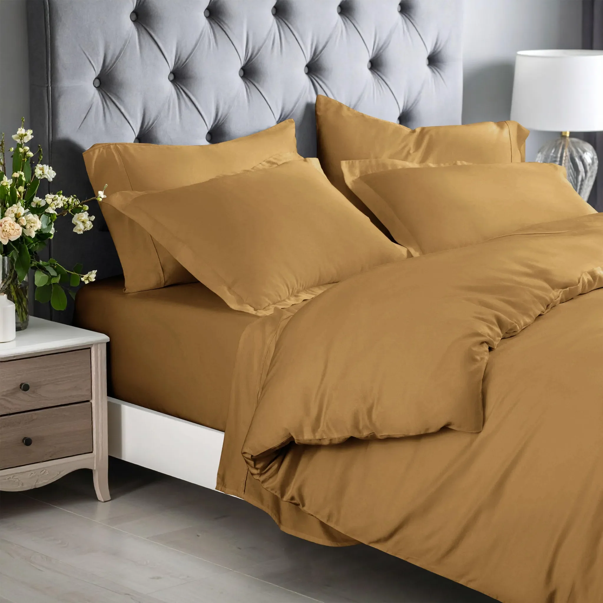 Bamboo Rayon Comforter Cover Set Gold