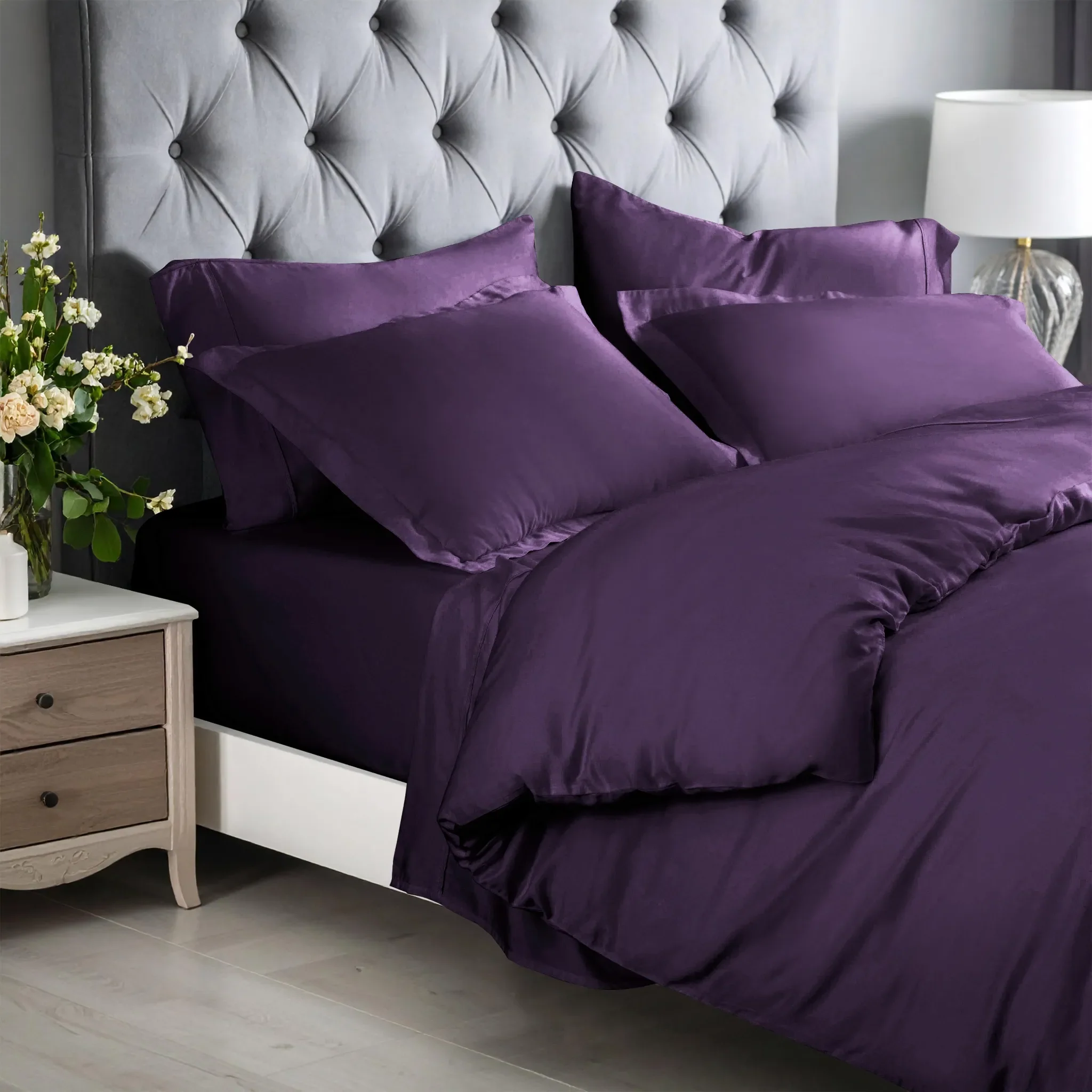 Bamboo Rayon Comforter Cover Set Purple