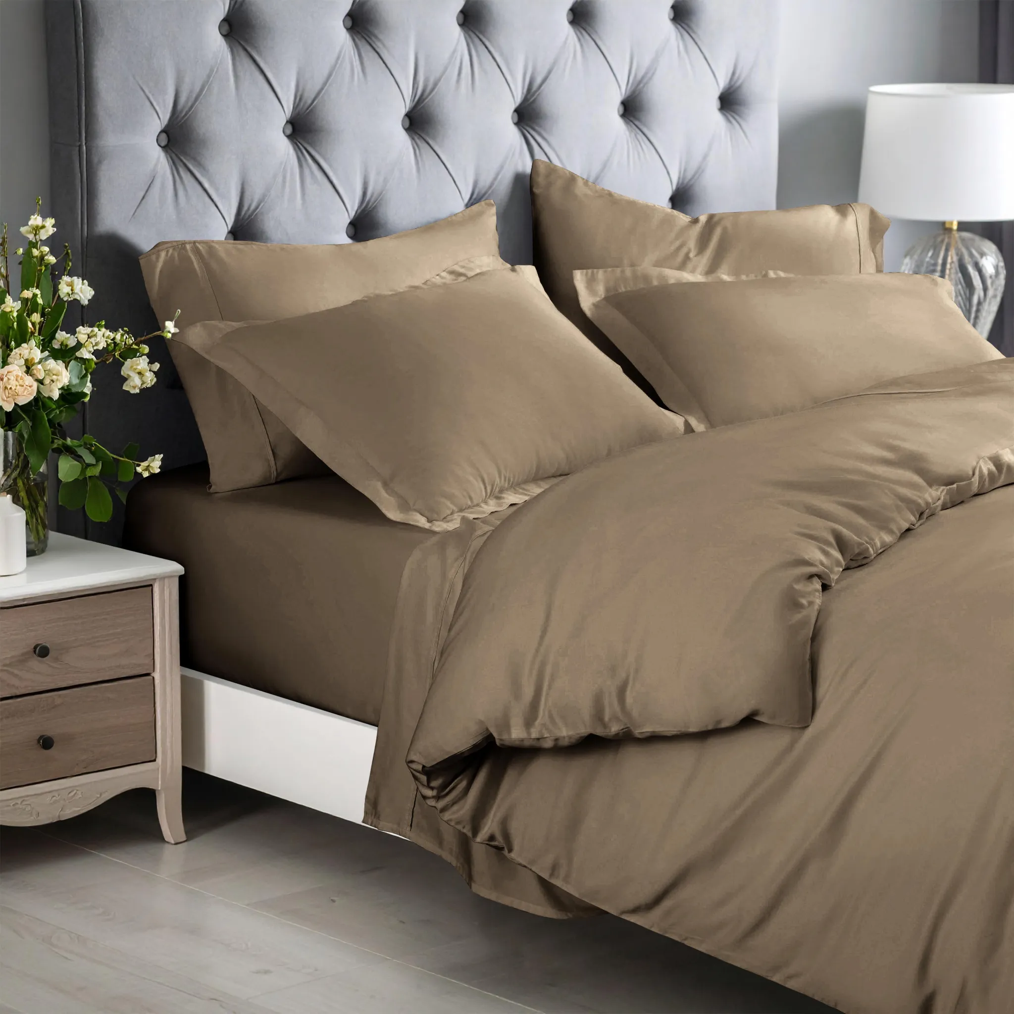 Bamboo Rayon Comforter Cover Set Taupe