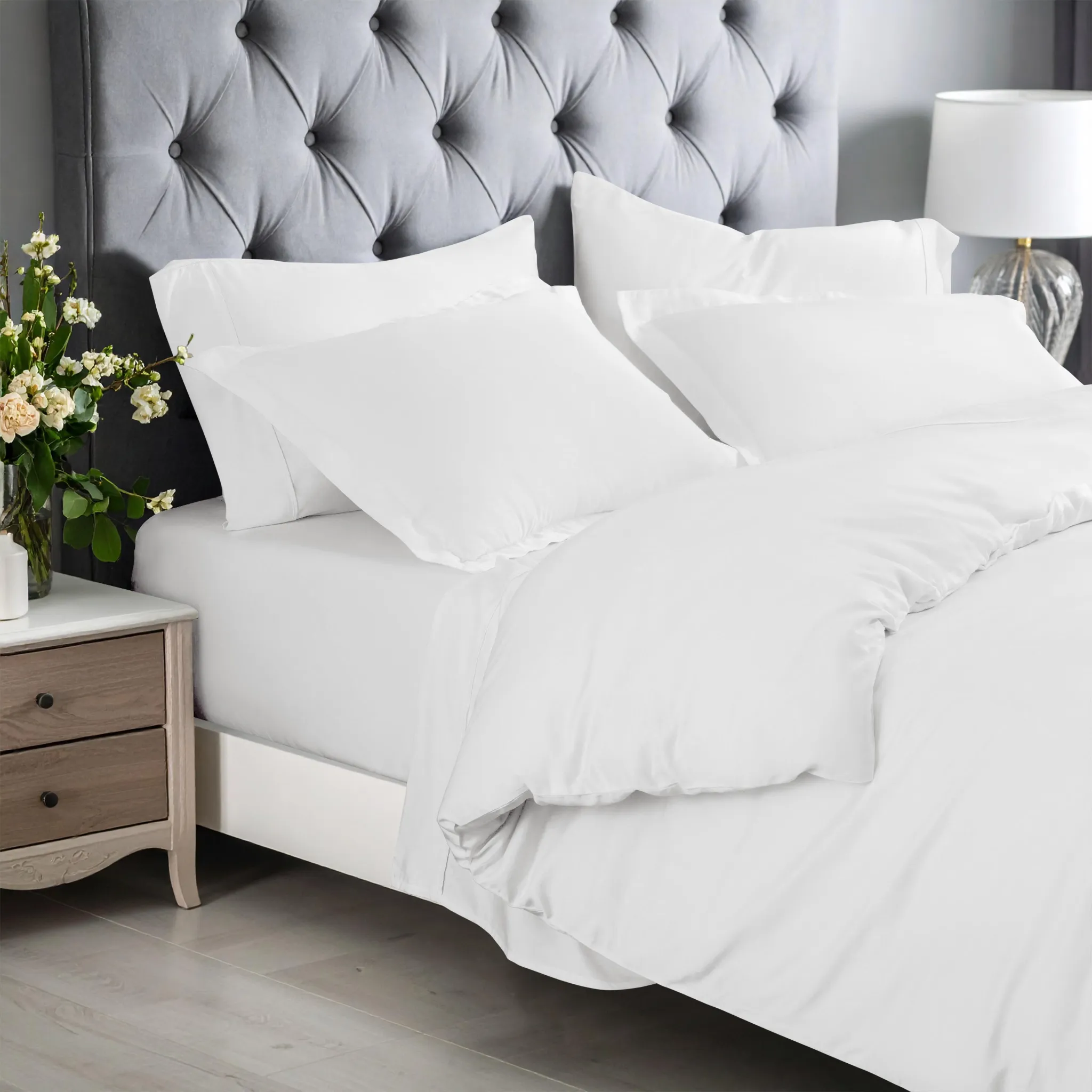 Bamboo Rayon Comforter Cover Set White