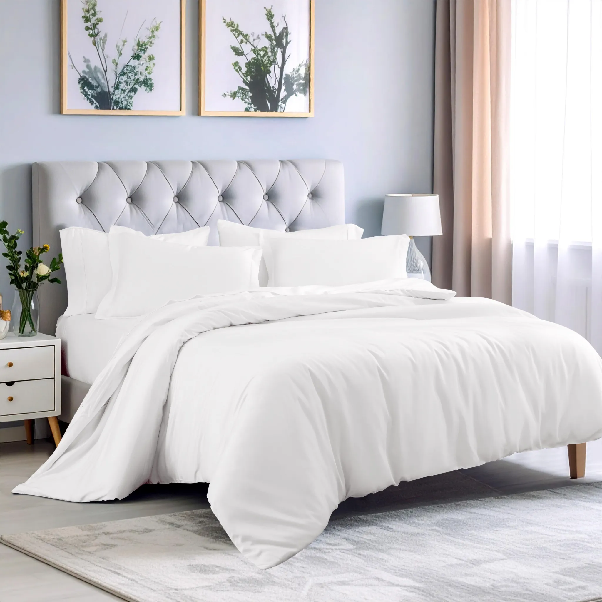 Bamboo Rayon Duvet Cover Set White