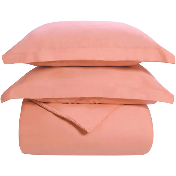 Coral Cotton Duvet Cover And Pillow Shams Set