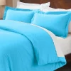 Cotton Flannel Duvet Cover Set With Pillow Shams Blue