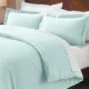 Cotton Flannel Duvet Cover Set With Pillow Shams Light Blue