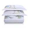 Spring Flowers Embroidered Duvet Cover Set With Pillow Shams