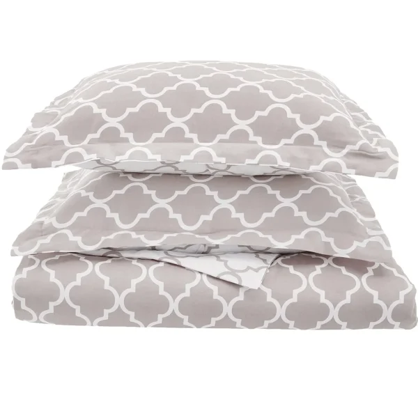 Trellis Duvet Cover Pillow Shams Set Grey