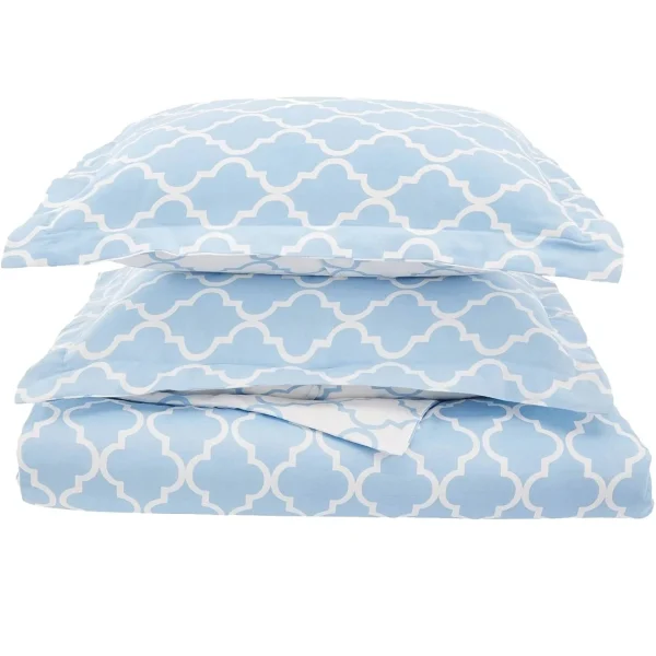 Trellis Duvet Cover Pillow Shams Set Light Blue