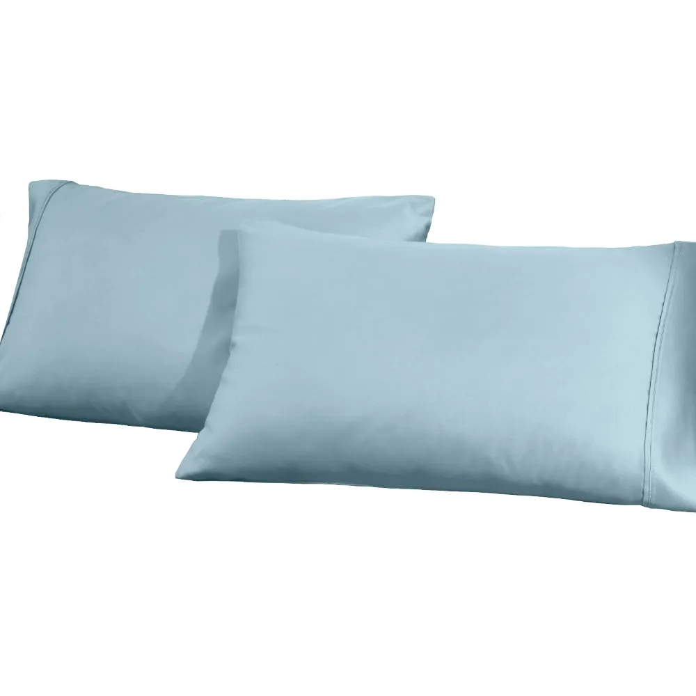1200 Thread Count Cotton Blend Pillowcase Set Light Blue