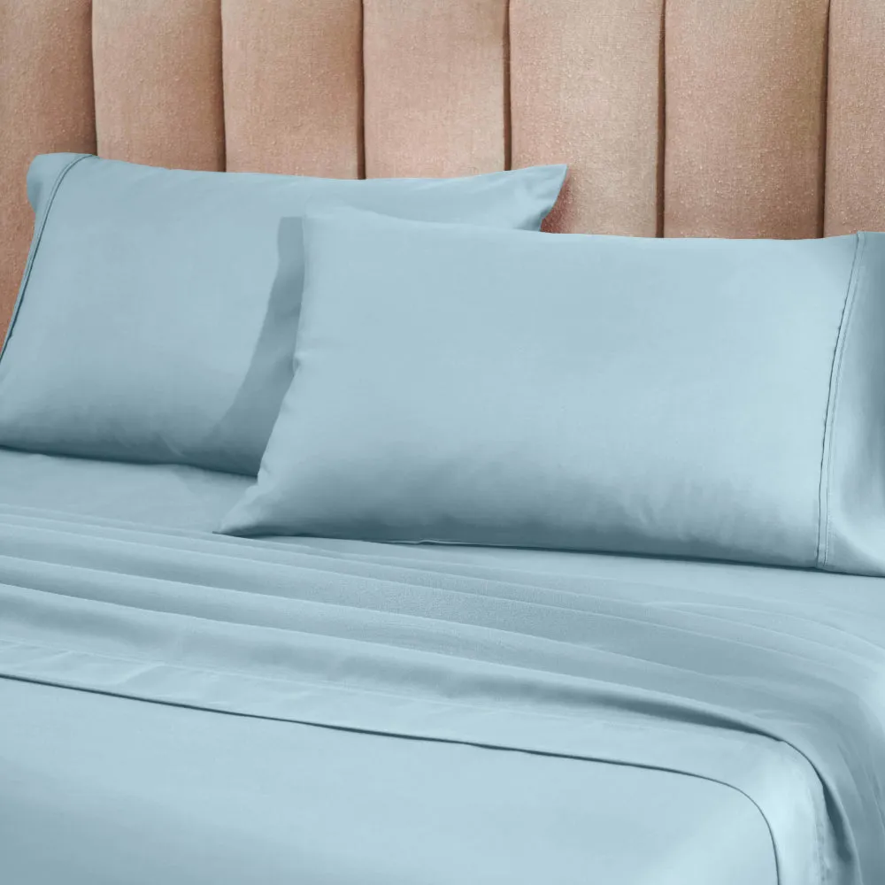 1200 Thread Count Cotton Microfiber Pillowcase Set Light Blue