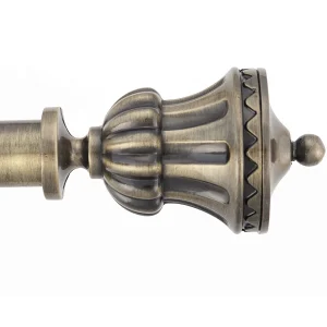 Antique Brass Adjustable Curtain Rod With Urn Shaped Decorative Finials