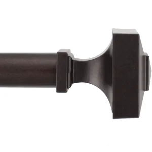 Bronze Adjustable Curtain Rod With Square Decorative Finials