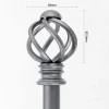 Charcoal Adjustable Curtain Rod With Twisted Cage Finials Expandable Rods For Window Curtains