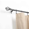 Charcoal Adjustable Curtain Rod With Twisted Cage Finials For Windows 36 144 Inches
