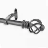 Charcoal Adjustable Curtain Rod With Twisted Cage Finials Metal Expandable Rods