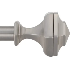 Silver Adjustable Curtain Rod With Hexagonal Decorative Finials