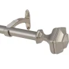 Silver Adjustable Curtain Rod With Hexagonal Finials Metal Expandable Rods