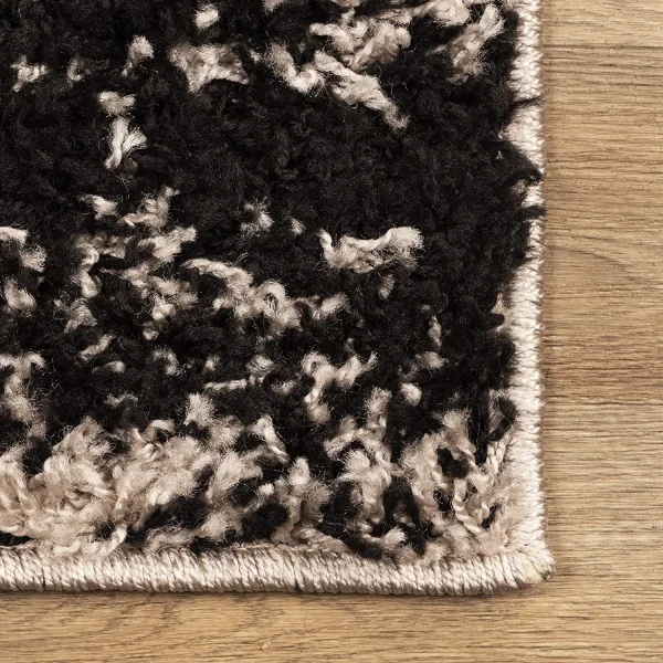 Modern Patchwork Shag Rug With Jute Backing