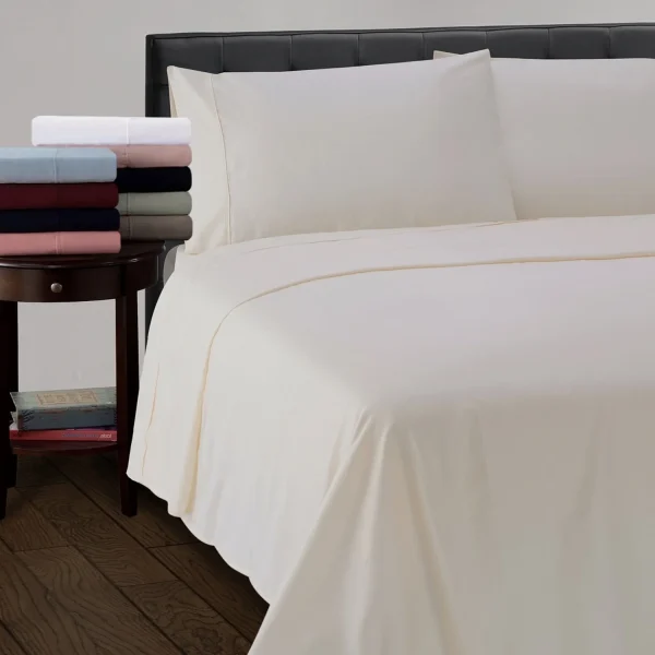 300 Thread Count Cotton Sheet Set Flat Fitted Sheets Pillowcases