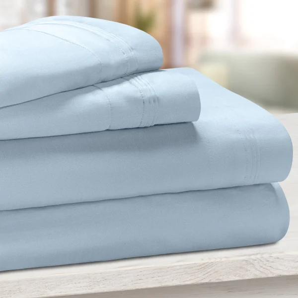 650 Thread Count Egyptian Cotton Bed Sheet Set Baby Blue