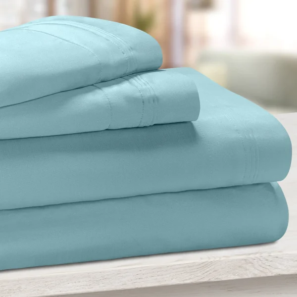 650 Thread Count Egyptian Cotton Bed Sheet Set Caribbean Blue