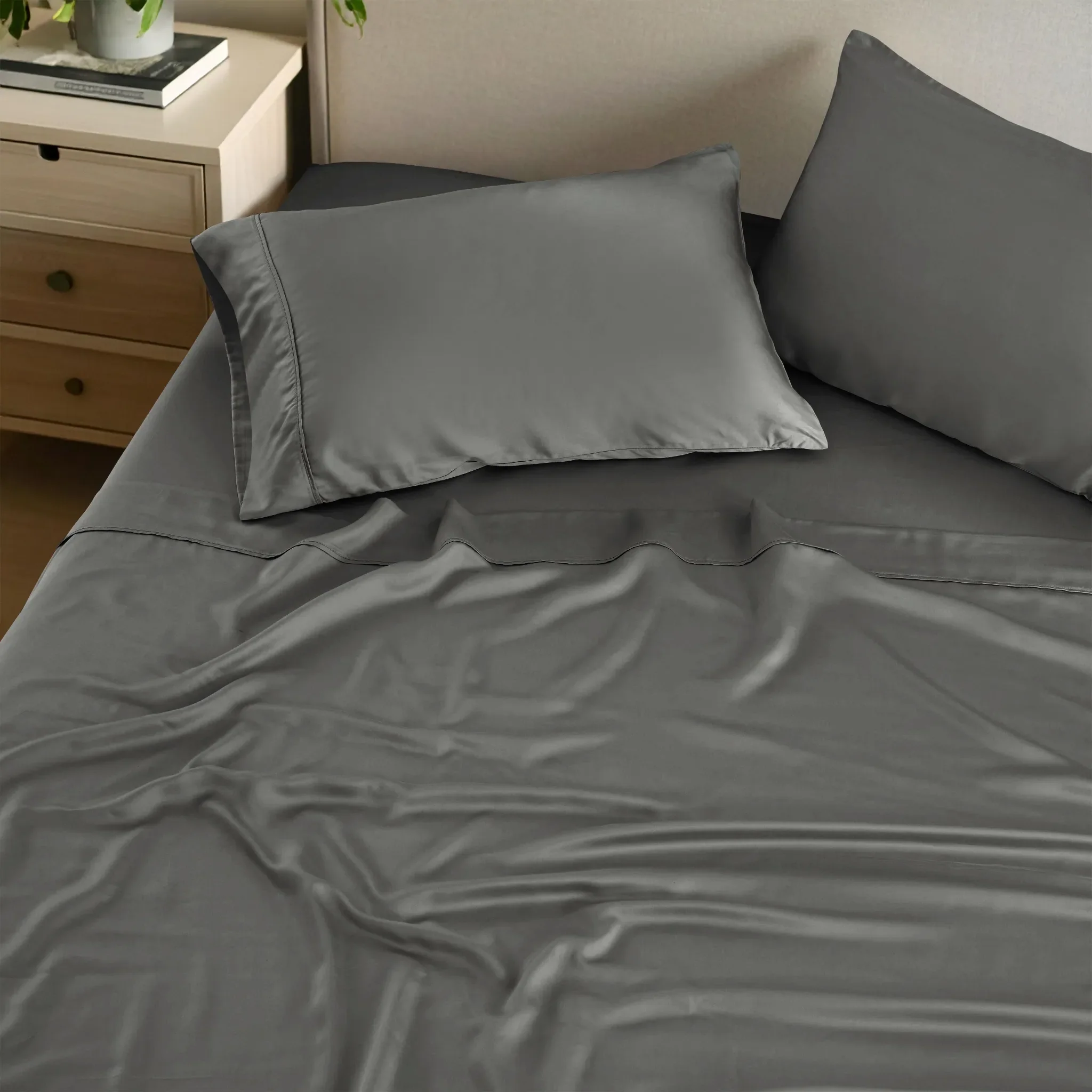 Oversized Bamboo Rayon Sheet Set Luxury Bedding Grey
