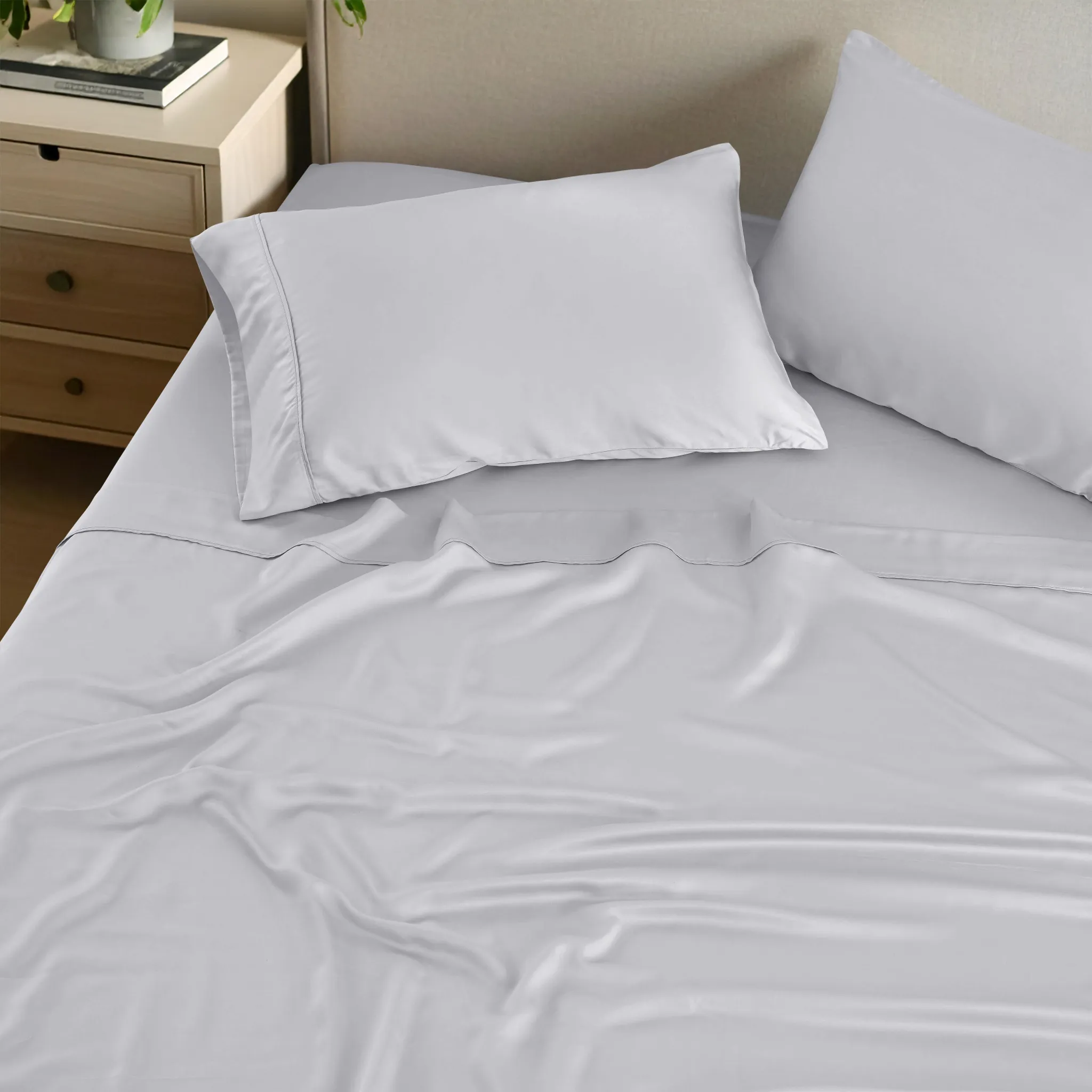 Oversized Bamboo Rayon Sheet Set Luxury Bedding Platinum