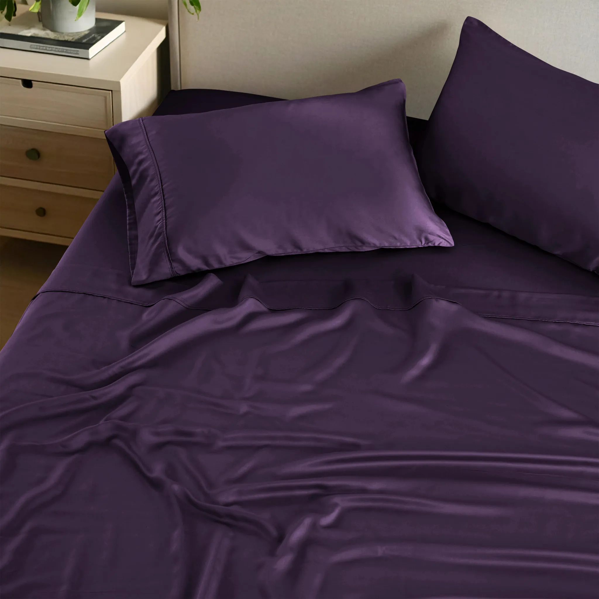 Oversized Bamboo Rayon Sheet Set Luxury Bedding Purple